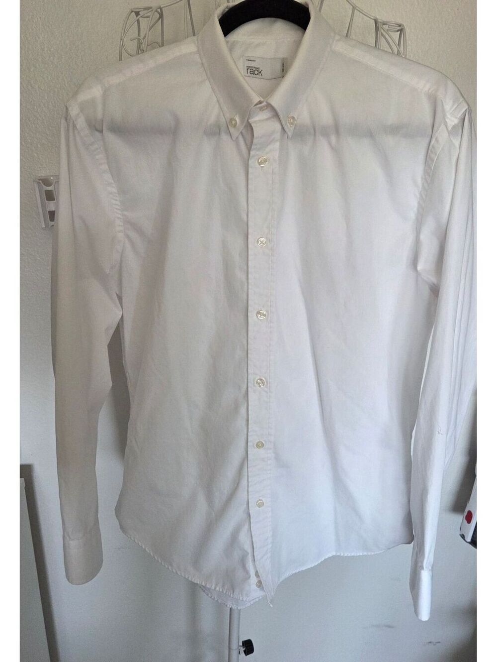 Nordstrom Rack Men's White Trim Fit Dress Shirt, Size M 15.5 32/33